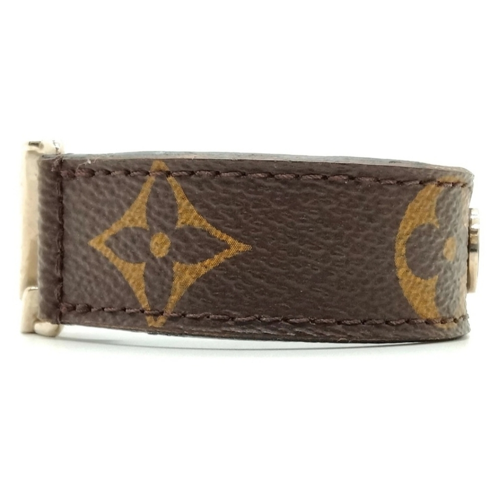 Auth🔥Louis Vuitton brown Monogram Silver LV Bracelet 7.6 “W/ LV dust bag -EUC - Picture 8 of 8